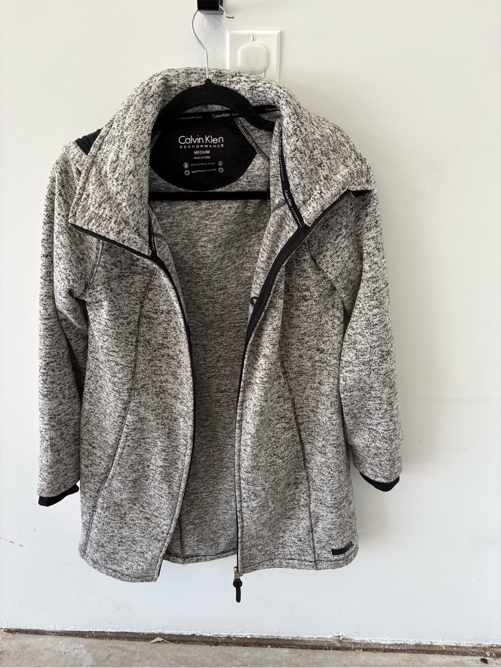 Calvin Klein Women's Gray Heather Knit Fleece Jacket Size M